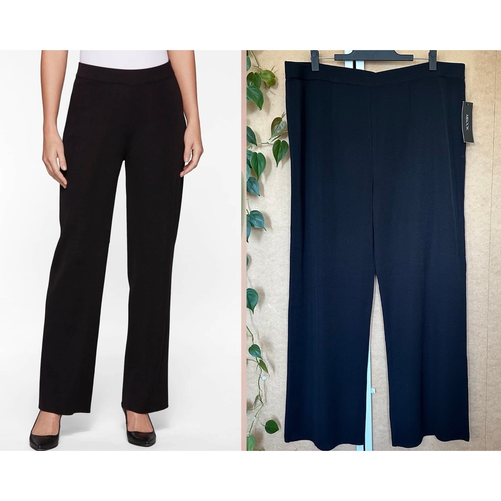 Misook Nancy Wide Leg Mylana Knit Wrinkle Free Pull On Pant Sz 3X Career Travel